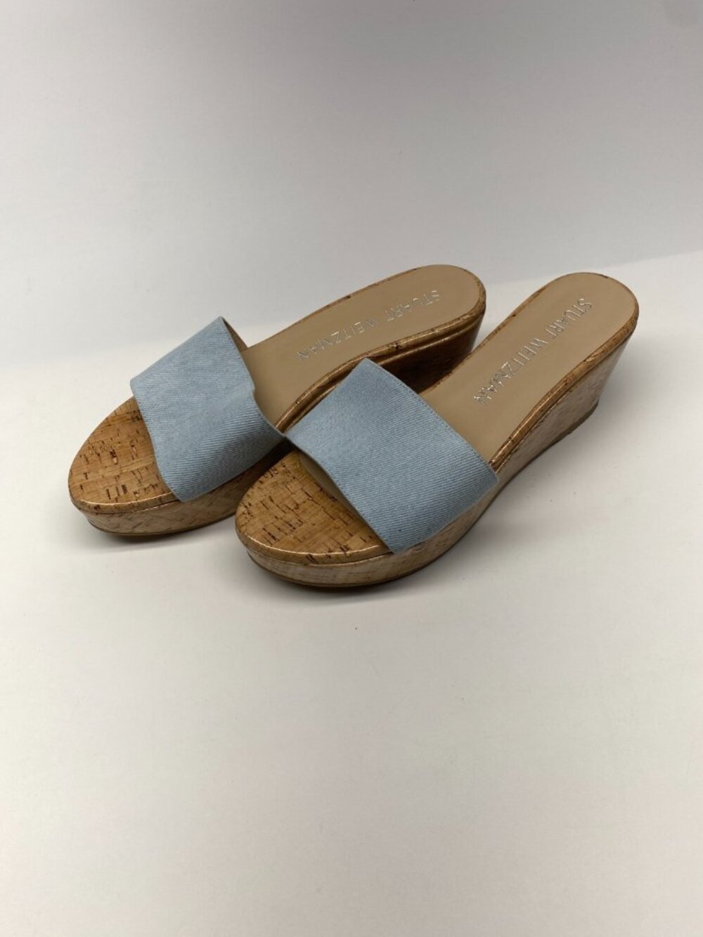 Stuart Weitzman Womens Summer Denim Wedge Sandals Sz 10 B